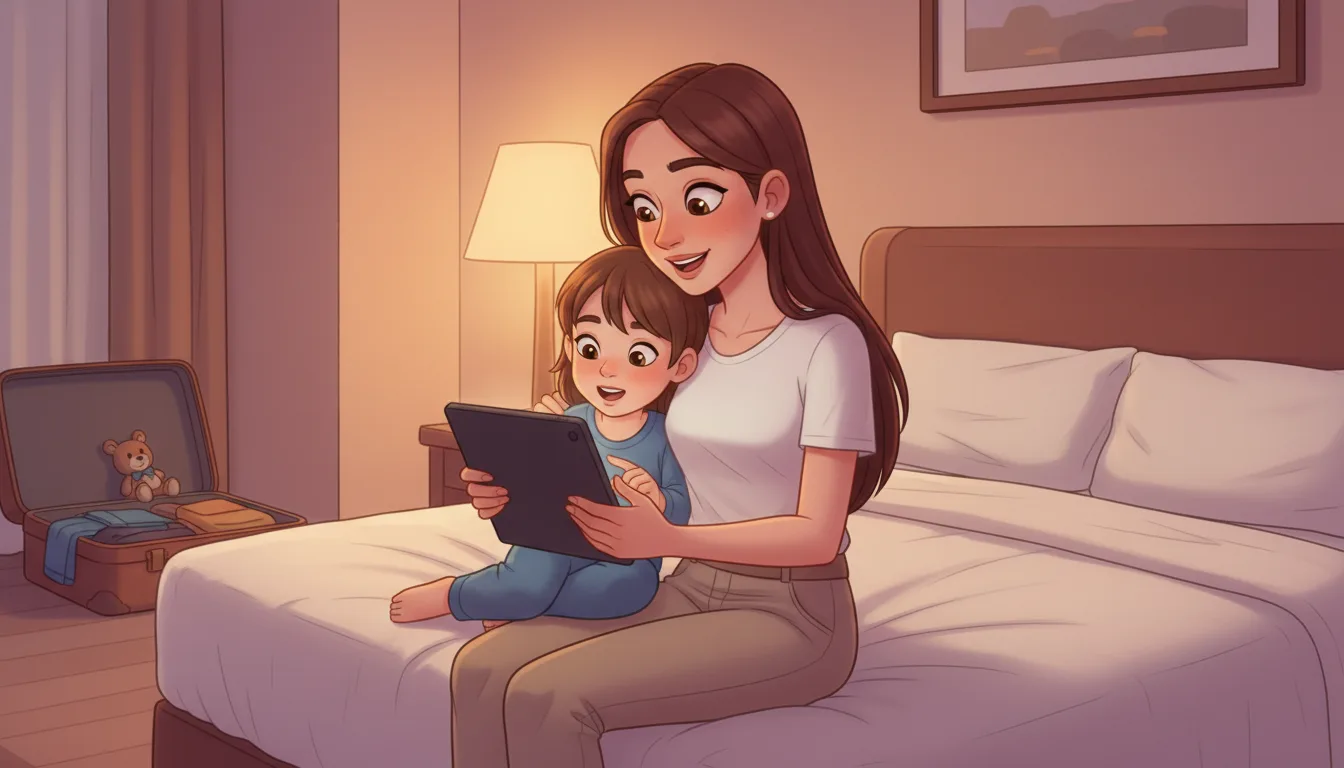Parent lisant une histoire personnalisée Miloria à son enfant au moment du coucher